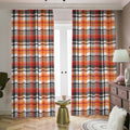 Orange And Black Madras Plaid Print Dimout Pencil Pleat Curtains