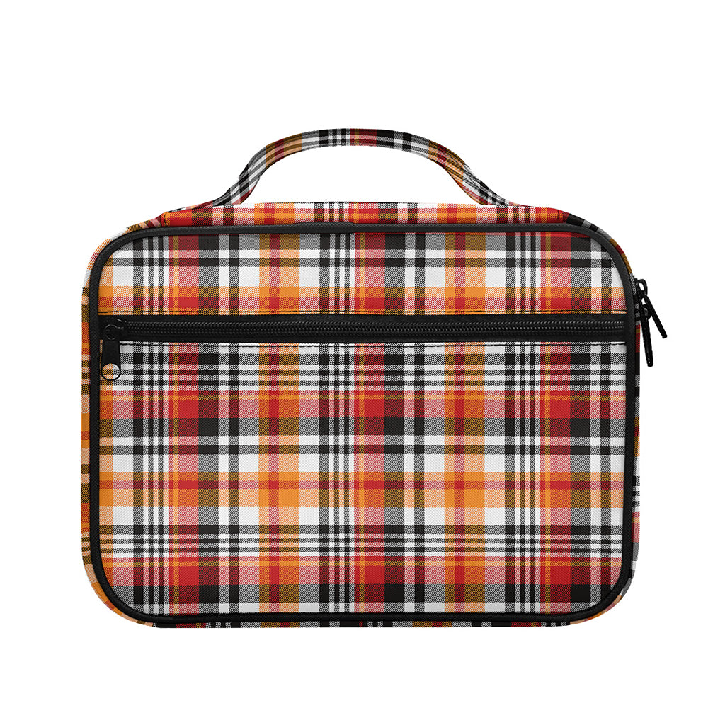 Orange And Black Madras Plaid Print Briefcase Bible Bag