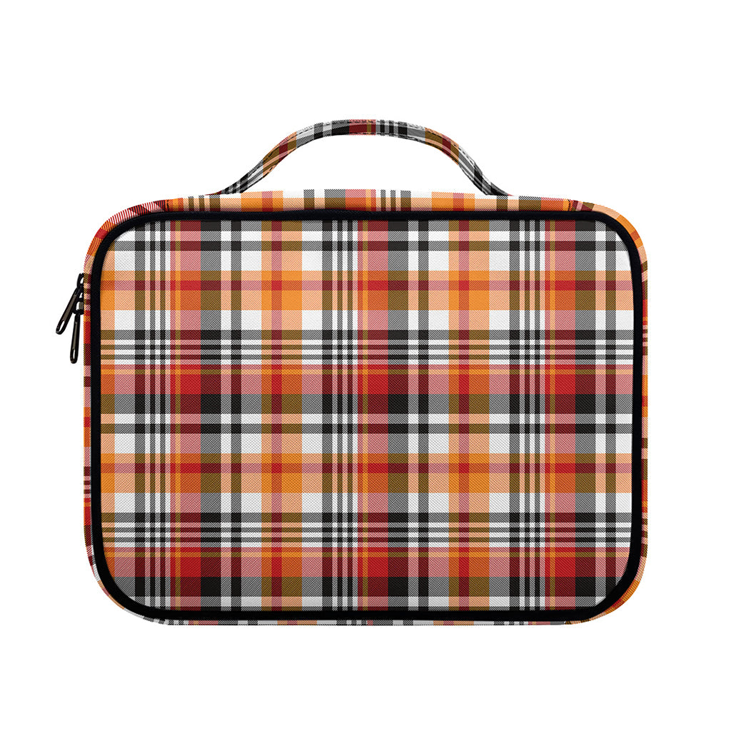 Orange And Black Madras Plaid Print Briefcase Bible Bag