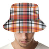 Orange And Black Madras Plaid Print Bucket Hat