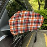 Orange And Black Madras Plaid Print Car Side Mirror Covers