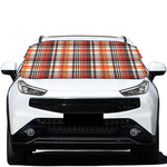 Orange And Black Madras Plaid Print Car Windshield Snow Cover