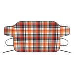 Orange And Black Madras Plaid Print Car Windshield Snow Cover