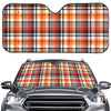 Orange And Black Madras Plaid Print Car Windshield Sun Shade