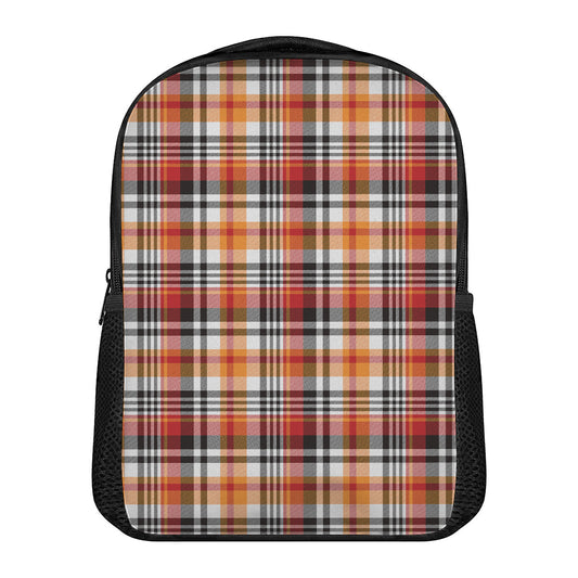 Orange And Black Madras Plaid Print Casual Backpack