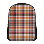 Orange And Black Madras Plaid Print Casual Backpack