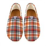 Orange And Black Madras Plaid Print Casual Shoes