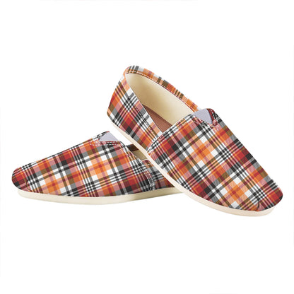 Orange And Black Madras Plaid Print Casual Shoes