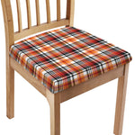 Orange And Black Madras Plaid Print Chair Cushion Cover