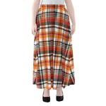 Orange And Black Madras Plaid Print Chiffon Maxi Skirt