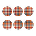 Orange And Black Madras Plaid Print Coaster Set