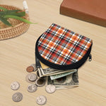 Orange And Black Madras Plaid Print Coin Purse