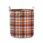 Orange And Black Madras Plaid Print Collapsible Laundry Basket