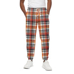 Orange And Black Madras Plaid Print Cotton Pants