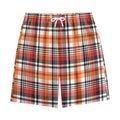 Orange And Black Madras Plaid Print Cotton Shorts