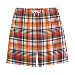 Orange And Black Madras Plaid Print Cotton Shorts