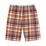 Orange And Black Madras Plaid Print Cotton Shorts