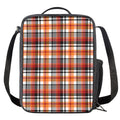 Orange And Black Madras Plaid Print Crossbody Lunch Bag