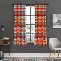 Orange And Black Madras Plaid Print Grommet Curtain Panels