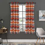 Orange And Black Madras Plaid Print Curtain
