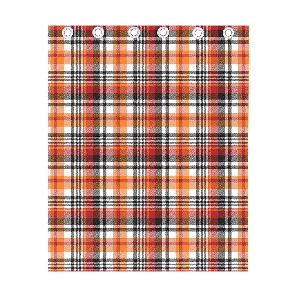 Orange And Black Madras Plaid Print Curtain