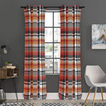 Orange And Black Madras Plaid Print Curtain