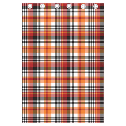 Orange And Black Madras Plaid Print Curtain