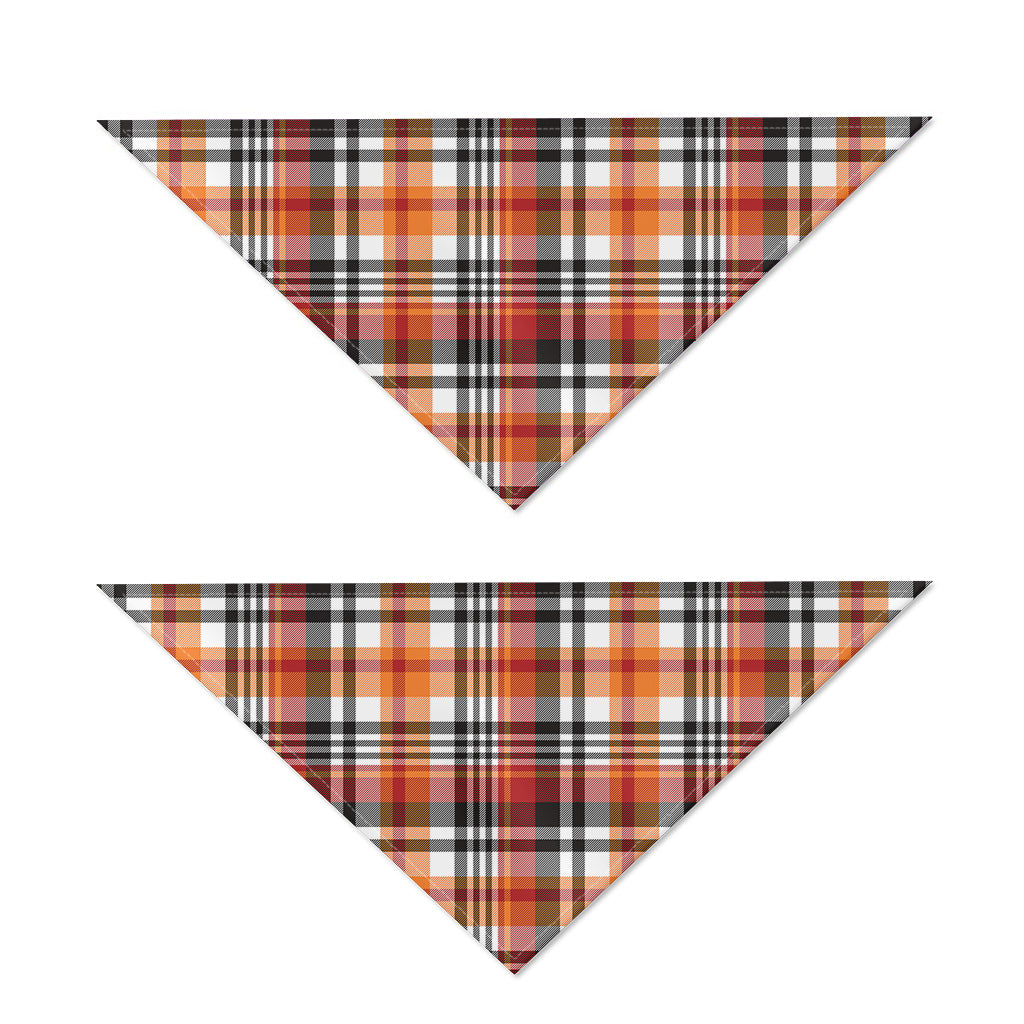 Orange And Black Madras Plaid Print Dog Bandana