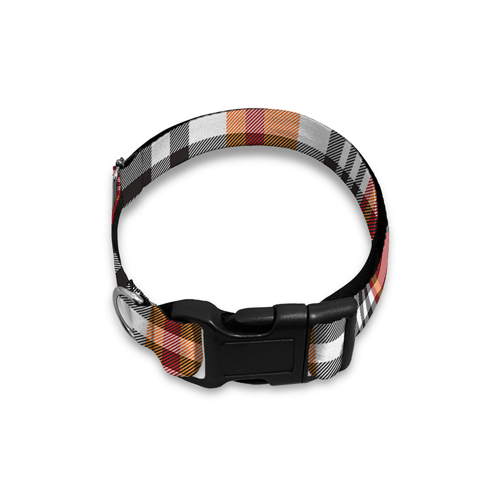 Orange And Black Madras Plaid Print Dog Collar