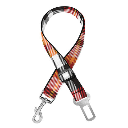 Orange And Black Madras Plaid Print Dog Seat Belt