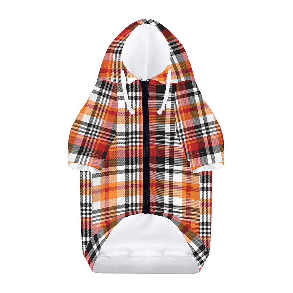 Orange And Black Madras Plaid Print Dog Zip Up Hoodie