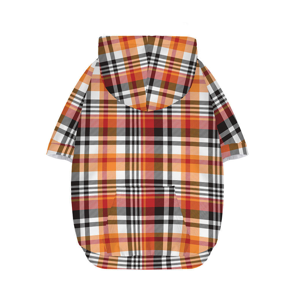 Orange And Black Madras Plaid Print Dog Zip Up Hoodie
