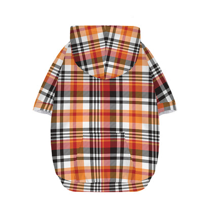 Orange And Black Madras Plaid Print Dog Zip Up Hoodie