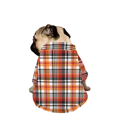 Orange And Black Madras Plaid Print Dog Zip Up Jacket