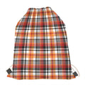 Orange And Black Madras Plaid Print Drawstring Bag
