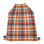 Orange And Black Madras Plaid Print Drawstring Bag