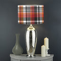 Orange And Black Madras Plaid Print Drum Lamp Shade