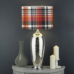 Orange And Black Madras Plaid Print Drum Lamp Shade