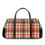 Orange And Black Madras Plaid Print Duffle Bag