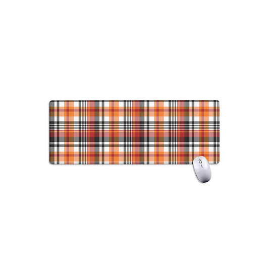 Orange And Black Madras Plaid Print Extended Mouse Pad