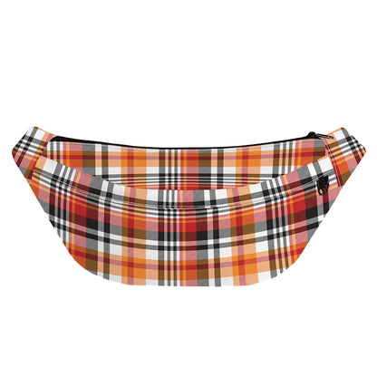 Orange And Black Madras Plaid Print Fanny Pack