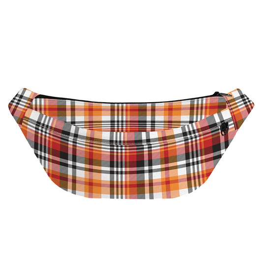 Orange And Black Madras Plaid Print Fanny Pack