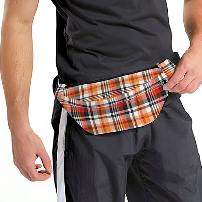Orange And Black Madras Plaid Print Fanny Pack