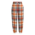 Orange And Black Madras Plaid Print Fleece Lined Knit Pants