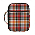 Orange And Black Madras Plaid Print Front Pocket Bible Bag