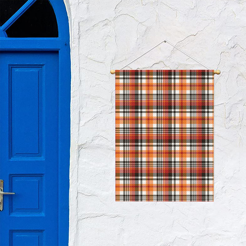 Orange And Black Madras Plaid Print Garden Flag