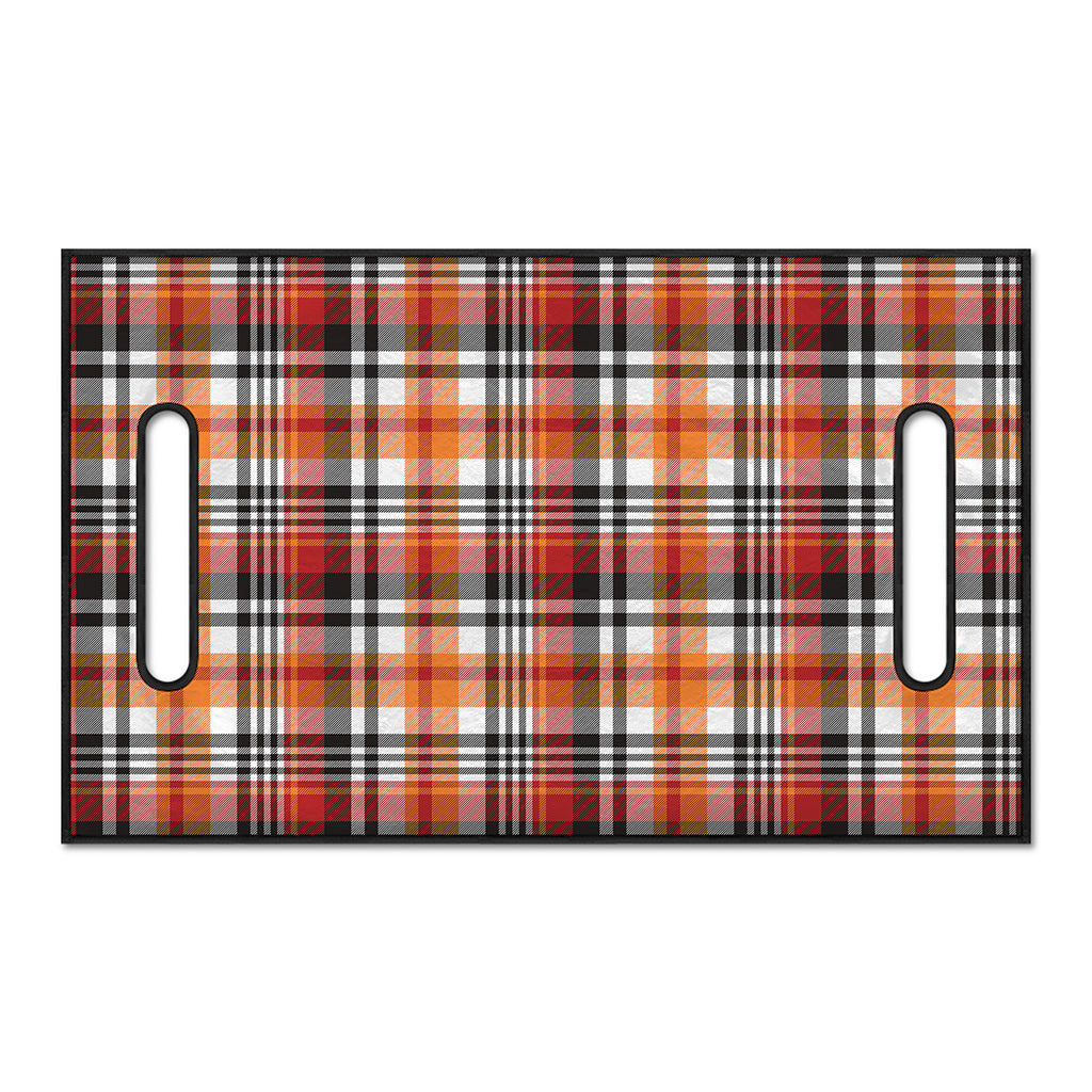 Orange And Black Madras Plaid Print Golf Cart Seat Cover