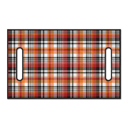 Orange And Black Madras Plaid Print Golf Cart Seat Cover