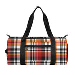 Orange And Black Madras Plaid Print Gym Bag