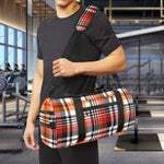 Orange And Black Madras Plaid Print Gym Bag